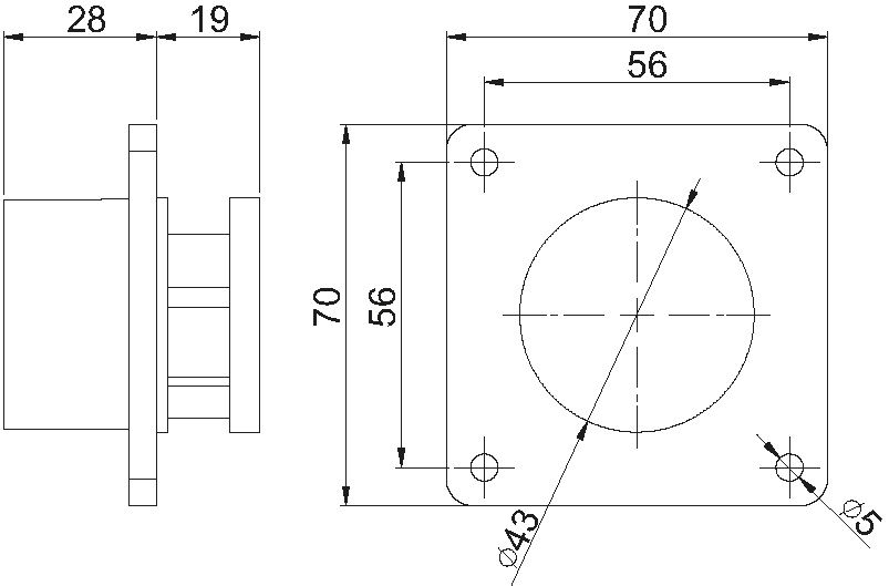 Einbau-Gerätestecker Kunststoff CEE IP44