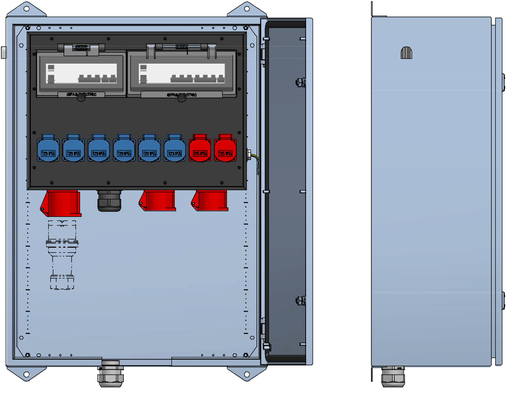 Surface mounted distributor cabinet V2A,