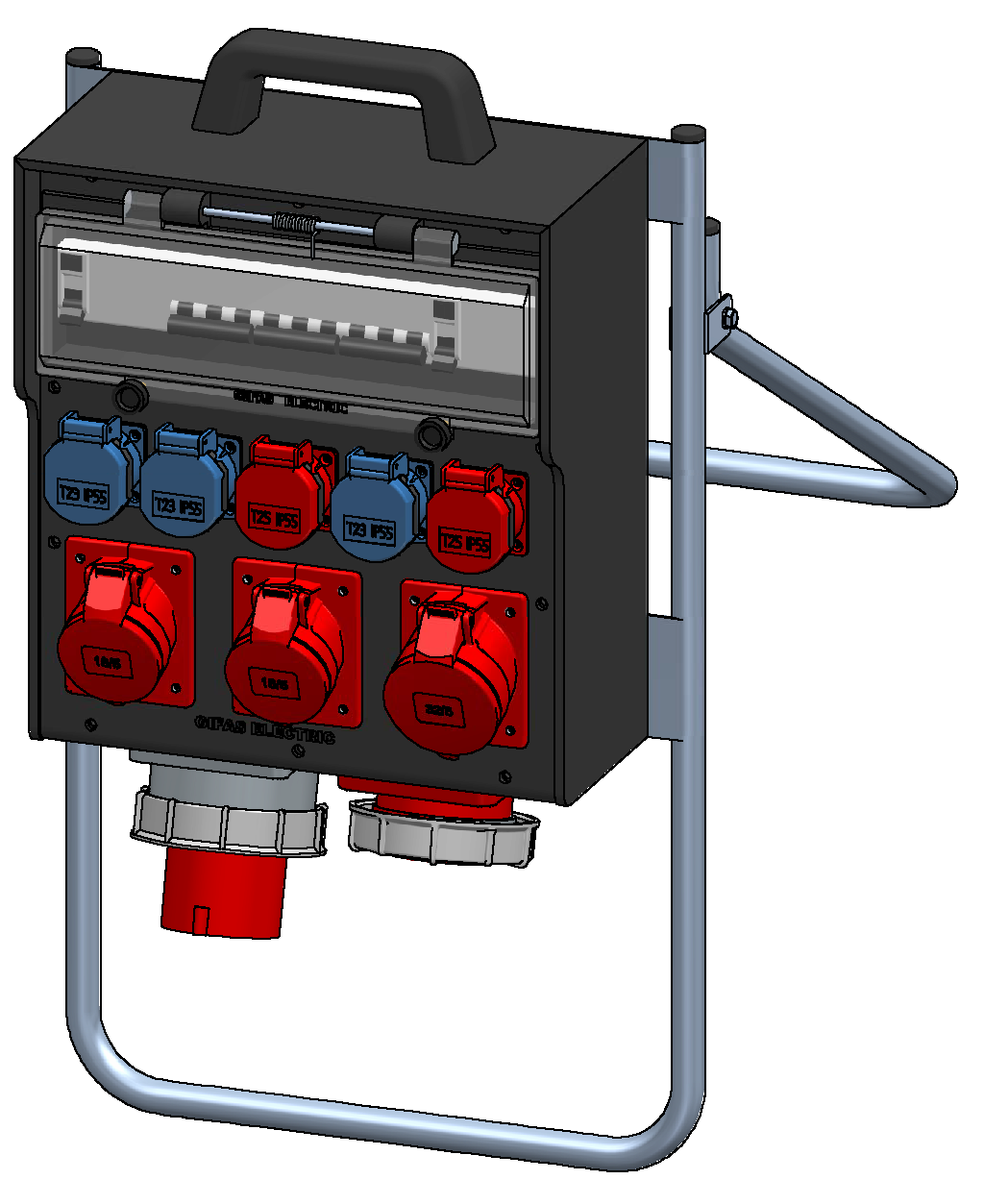 Mobile wall-mounted distribution box hard rubber type 7700
