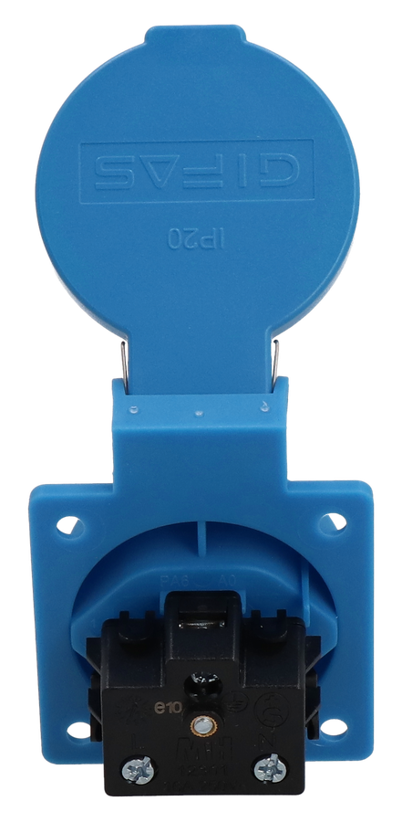Built-in socket type 23 IP20 blue with lid