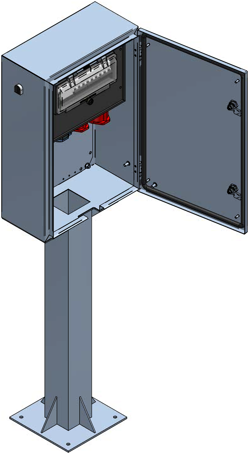 Distribuzione elettrica sopra muro piedistallo V2A,