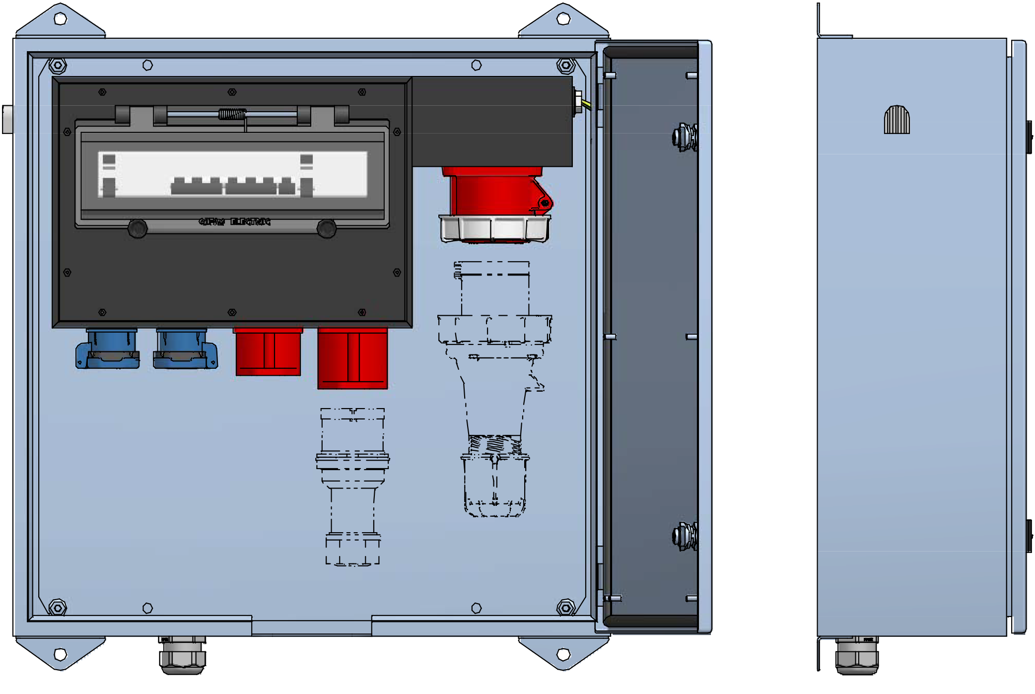 Distribuzione elettrica sopra muro V2A,