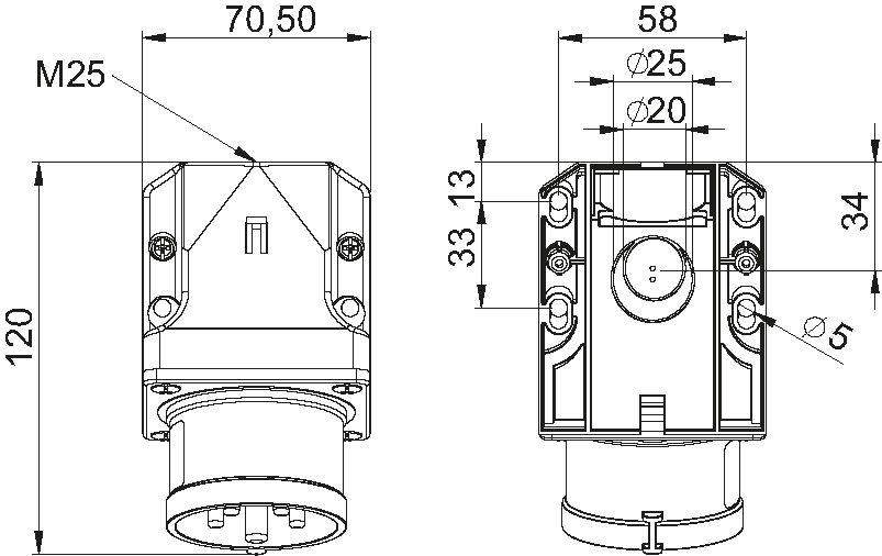 Plastic wall plug CEE IP44