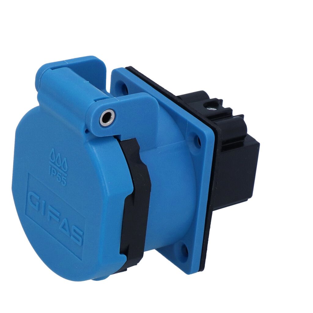Prise à encastrer type 13 IP55 bleue