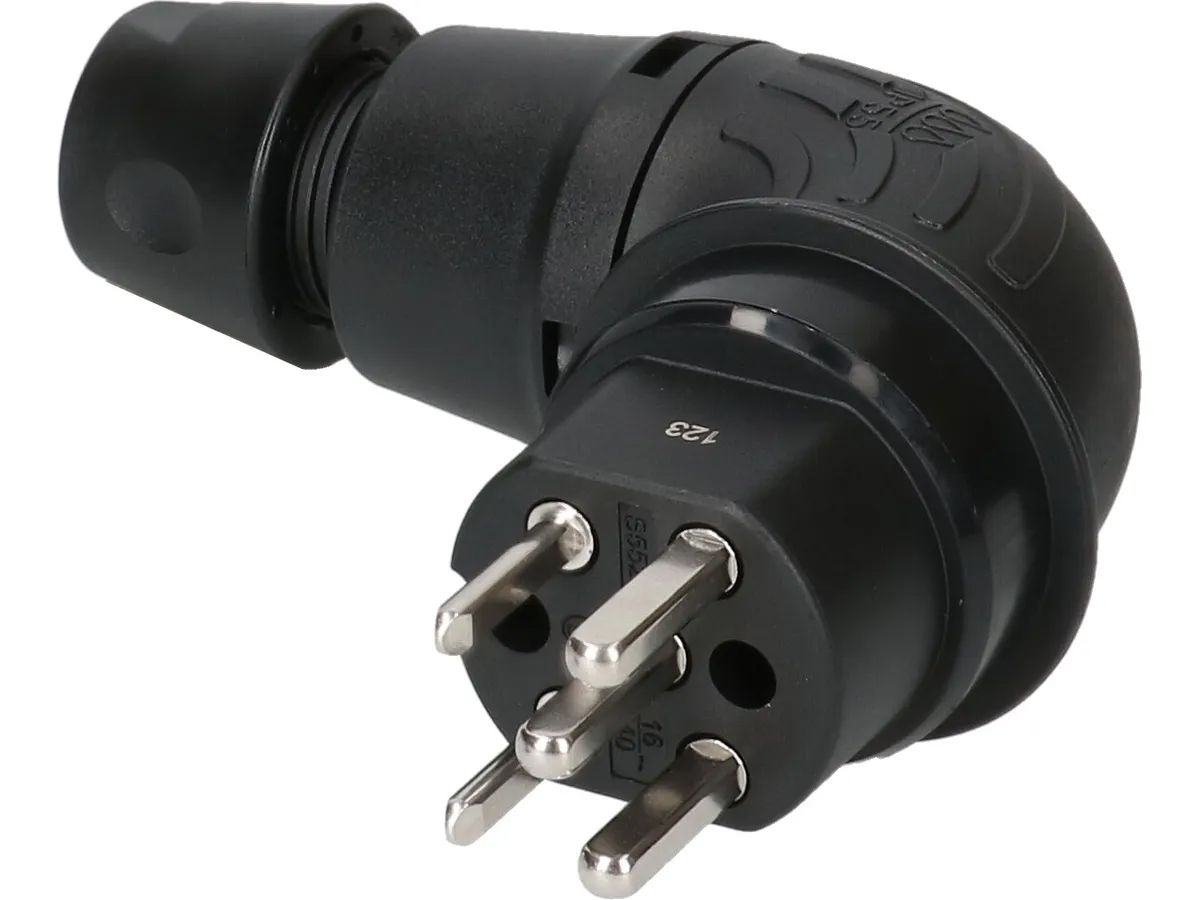 Right-angle plug type 25 IP55230-400V/10A/3P+N+PE black