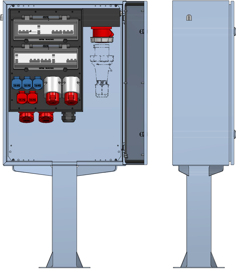 Distribuzione elettrica sopra muro piedistallo V2A,