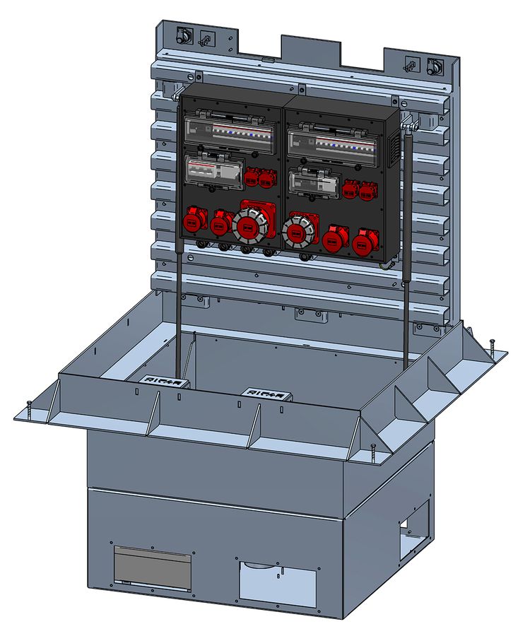 CAMPETTO XXL Underfloor distributor box, V2A, D400,bottom part (fillable), incl. 2x power distribution boxes type 7800 and junction box