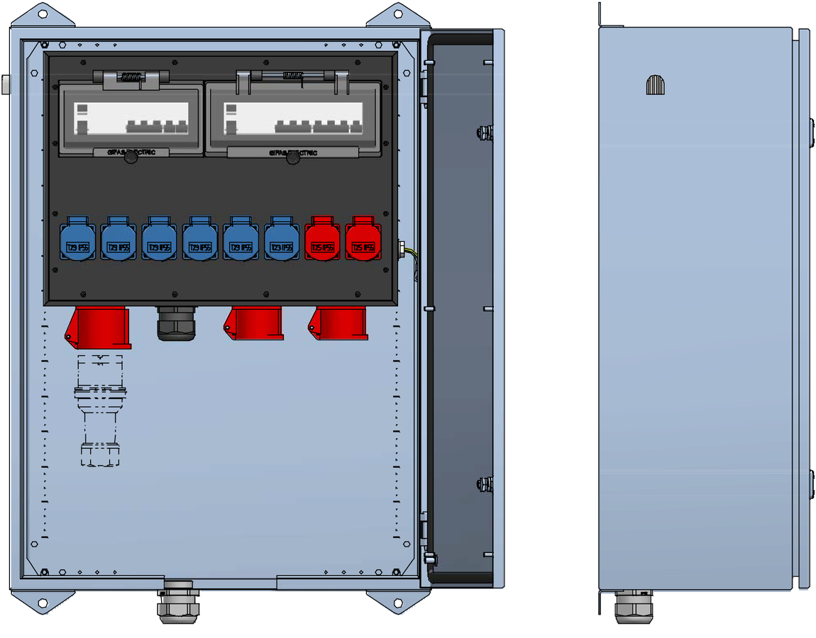 Surface mounted distributor cabinet V2A,