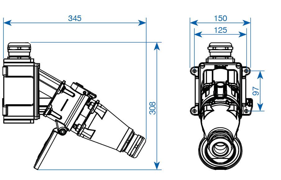 Presa d'incasso DS F400 metallica, resistente ad alta temperatura, 125A 400V 3L+PE, IP66/67