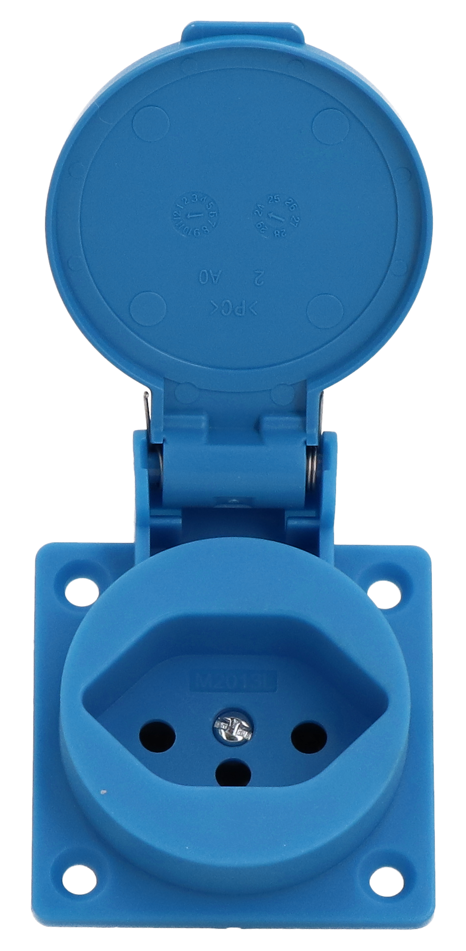 Presa da incasso tipo 13 IP20 blu con coperchio