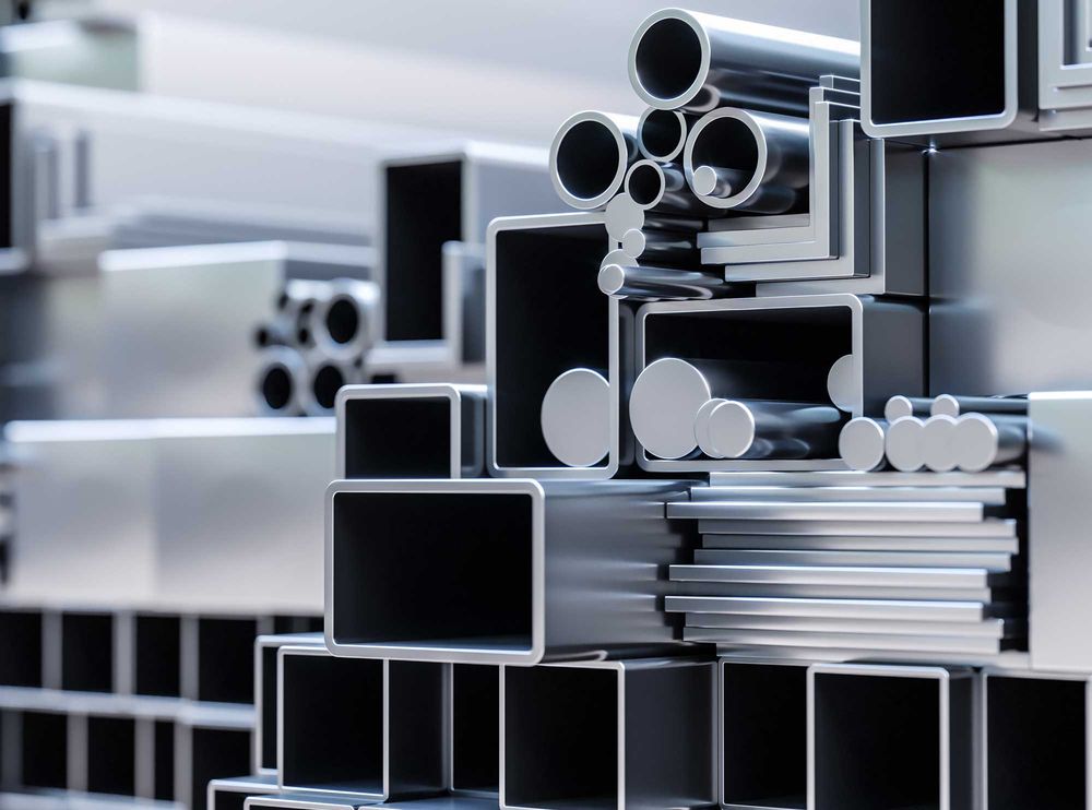 Power supply metal industry - aluminum and steel profiles in an industrial manufacturing environment