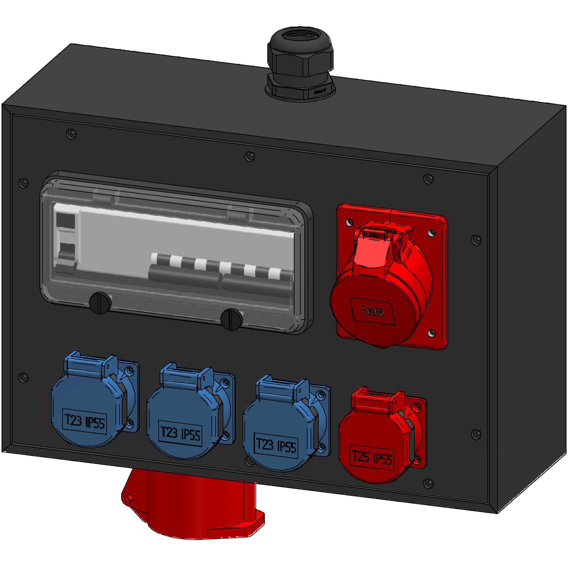 Hard rubber distributor box type 3800, black